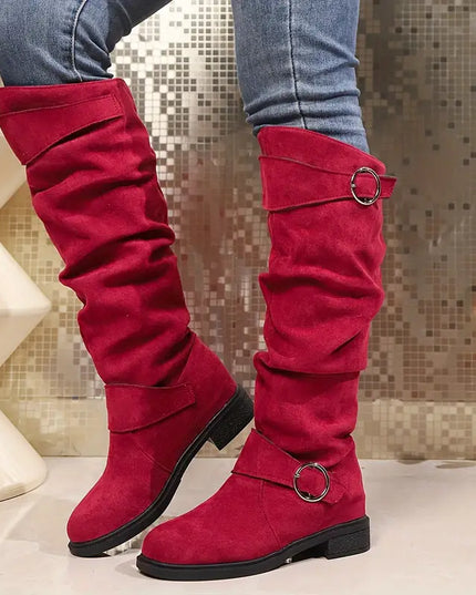 SIENNA- KNEE HIGH SLOUCH BOOTS WITH BUCKLE DETAIL