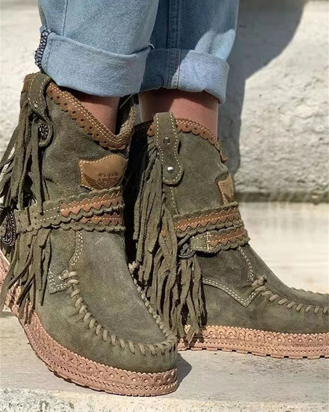 DAKOTA - BOHO WESTERN FRINGE ANKLE BOOTS FOR A RUGGED CHIC LOOK