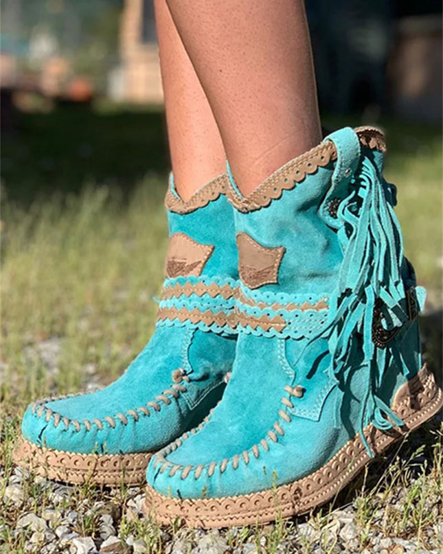 DAKOTA - BOHO WESTERN FRINGE ANKLE BOOTS FOR A RUGGED CHIC LOOK