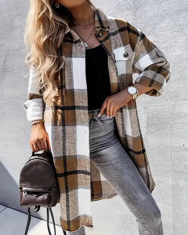 MILA - OVERSIZED PLAID FLANNEL SHACKET WITH BUTTON-DOWN FRONT