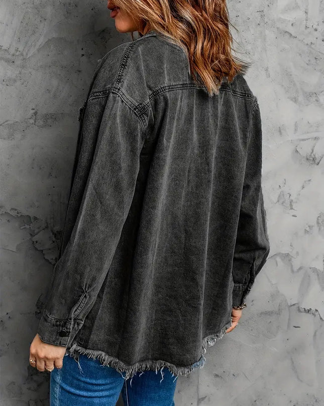 VIVIAN - VINTAGE DENIM JACKET WITH RAW EDGE DETAILS