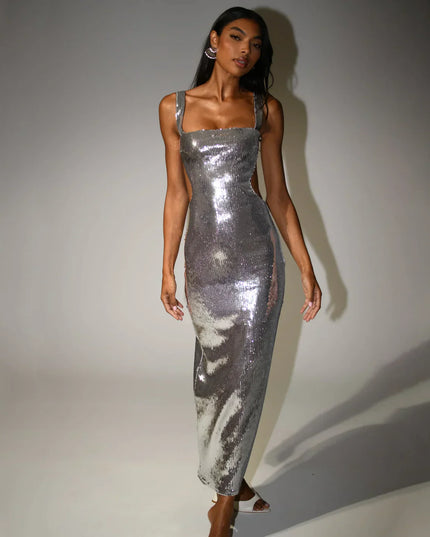 NENA - SILVER CHIC MAXI DRESS