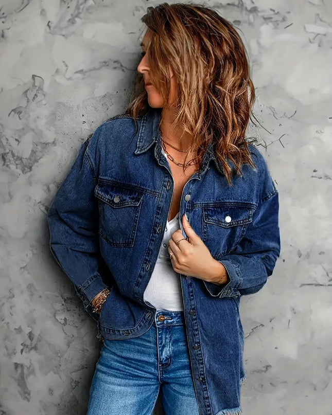 VIVIAN - VINTAGE DENIM JACKET WITH RAW EDGE DETAILS