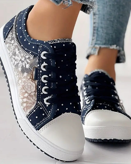 LUCY- POLKA DOT CASUAL SNEAKERS WITH ZIPPER DETAIL