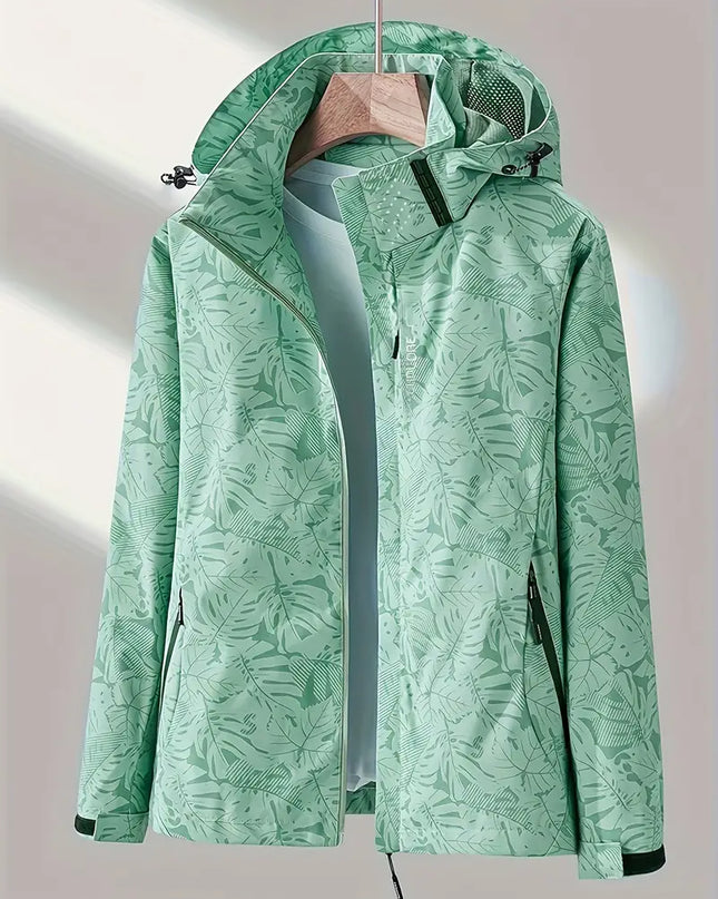 LUCY - WATERPROOF LIGHTWEIGHT HOODED JACKET WITH TROPICAL PRINT