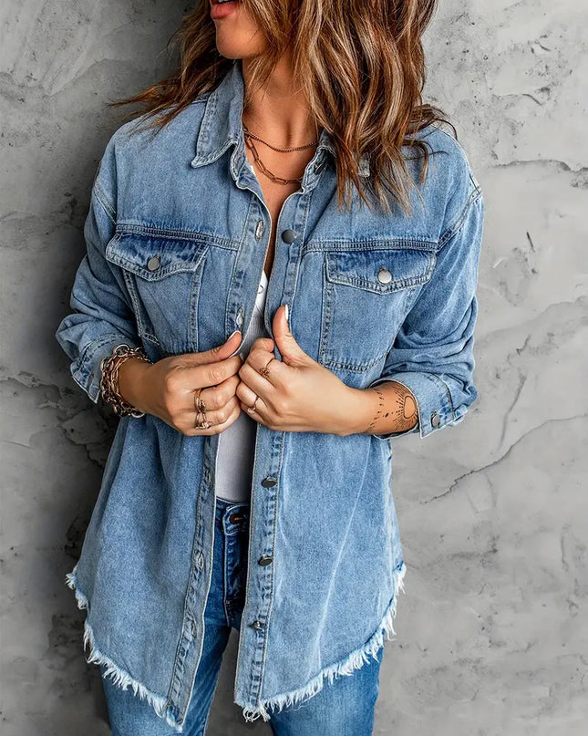 VIVIAN - VINTAGE DENIM JACKET WITH RAW EDGE DETAILS