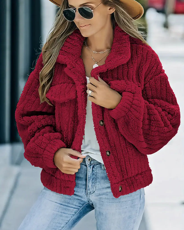 LAYLA - OVERSIZED FUR JACKET WITH BUTTON FRONT & POCKETS