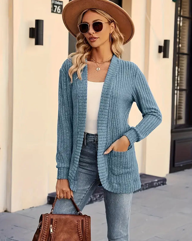 ELISE- COZY KNIT CARDIGAN OPEN-FRONT WITH POCKETS