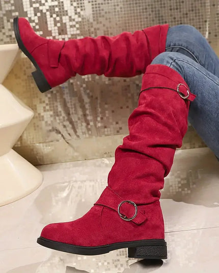 SIENNA- KNEE HIGH SLOUCH BOOTS WITH BUCKLE DETAIL