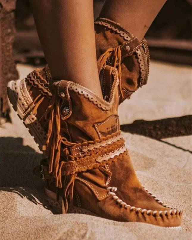 DAKOTA - BOHO WESTERN FRINGE ANKLE BOOTS FOR A RUGGED CHIC LOOK