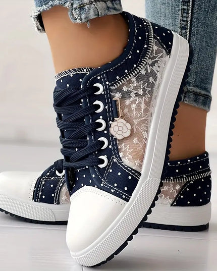 LUCY- POLKA DOT CASUAL SNEAKERS WITH ZIPPER DETAIL