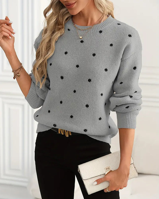 IVY- ELEGANT KNIT SWEATER WITH DELICATE EMBROIDERED DOTS