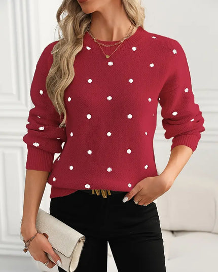 IVY- ELEGANT KNIT SWEATER WITH DELICATE EMBROIDERED DOTS