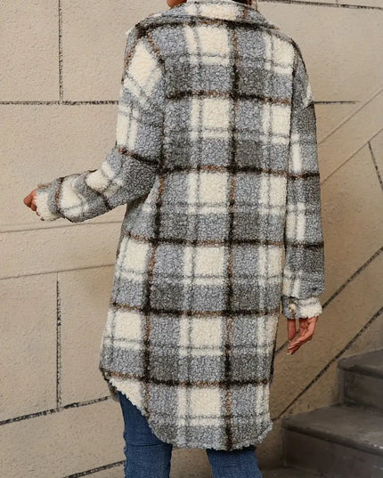 LUNA - ELEGANT PLAID TRENCH COAT WITH BUTTON FRONT