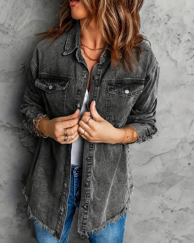 VIVIAN - VINTAGE DENIM JACKET WITH RAW EDGE DETAILS