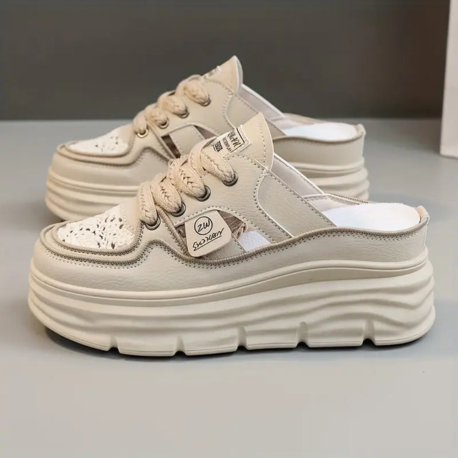 ZOE- CHUNKY PLATFORM MULE SNEAKERS WITH LACE-UP DETAIL