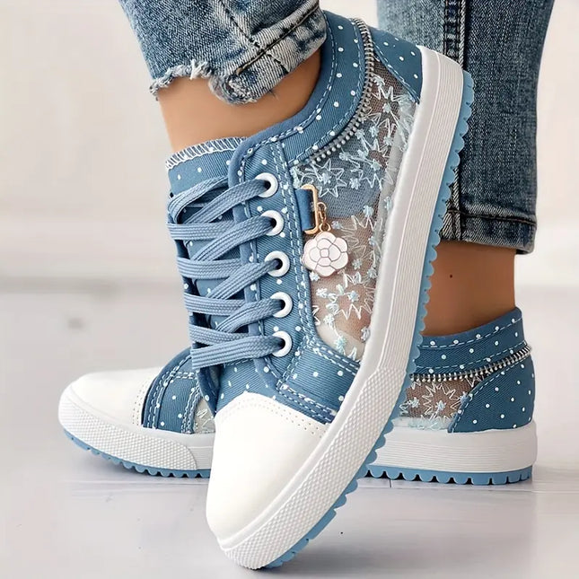 LUCY- POLKA DOT CASUAL SNEAKERS WITH ZIPPER DETAIL