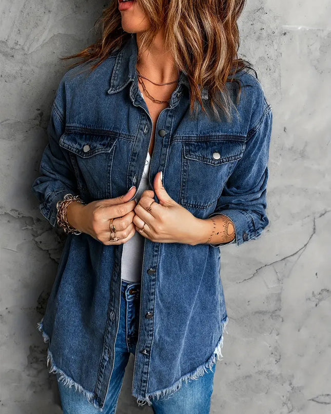 VIVIAN - VINTAGE DENIM JACKET WITH RAW EDGE DETAILS