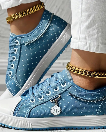 LUCY- POLKA DOT CASUAL SNEAKERS WITH ZIPPER DETAIL