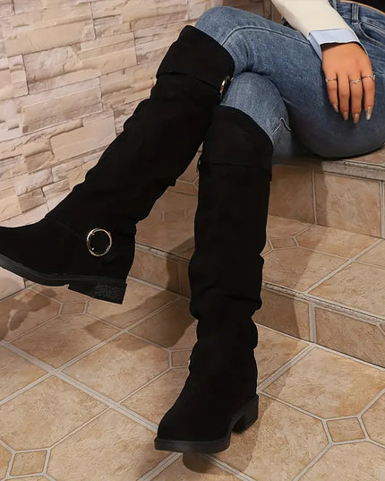 SIENNA- KNEE HIGH SLOUCH BOOTS WITH BUCKLE DETAIL