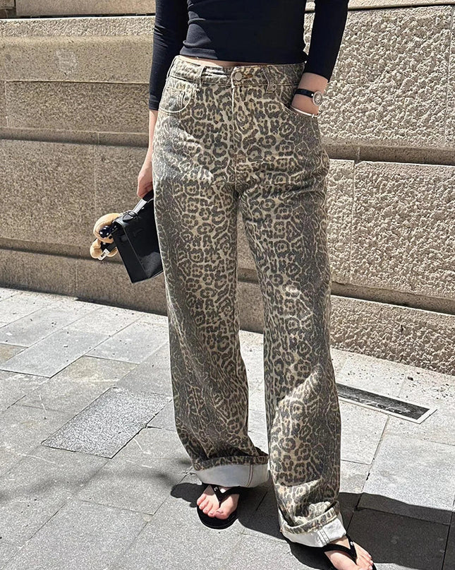 NATALIA - BAGGY LEOPARD JEANS