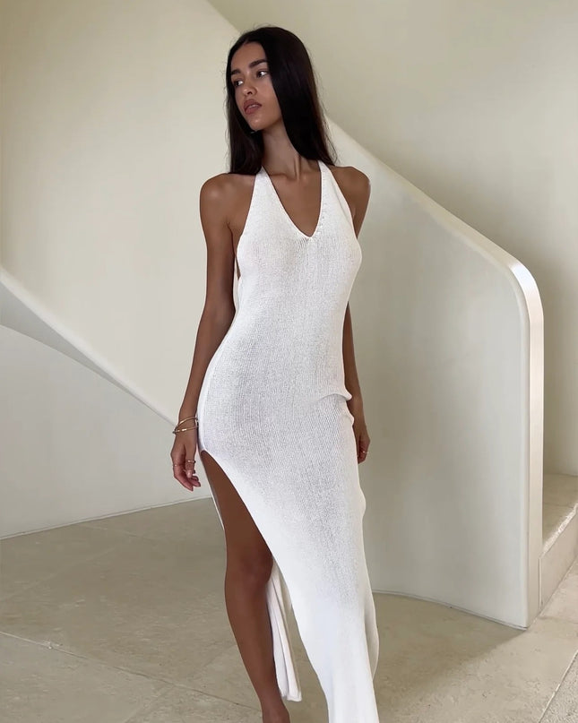 NAOMI - KNIT MAXI DRESS BACKLESS WITH SIDE SLIT