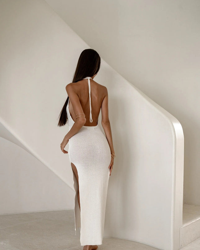 NAOMI - KNIT MAXI DRESS BACKLESS WITH SIDE SLIT