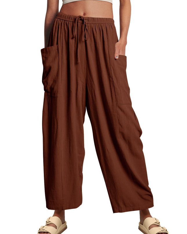 LUNA - WIDE LEG PANTS WITH POCKETS AND DRAWSTRING