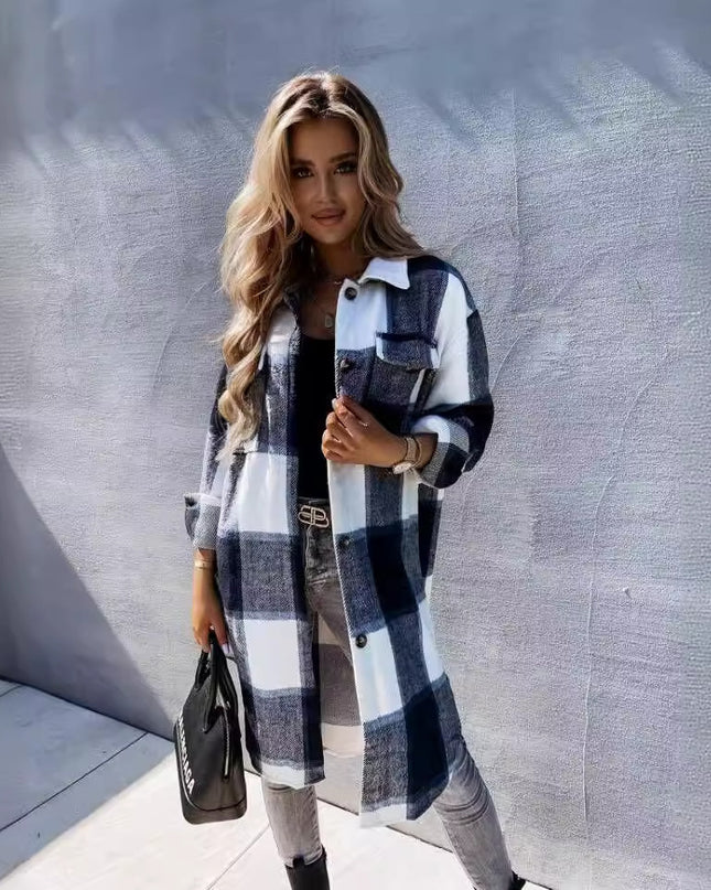 MILA - OVERSIZED PLAID FLANNEL SHACKET WITH BUTTON-DOWN FRONT