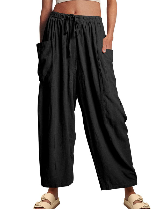 LUNA - WIDE LEG PANTS WITH POCKETS AND DRAWSTRING