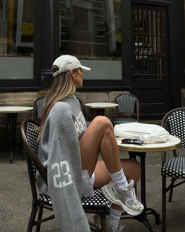 LIV - OVERSIZED VINTAGE LETTER SWEATER WITH DISTRESSED DETAILING