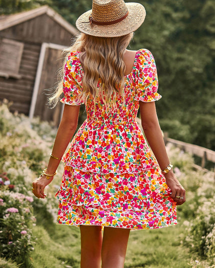 SIENNA - BOHEMIAN FLORAL PUFF SLEEVE DRESS