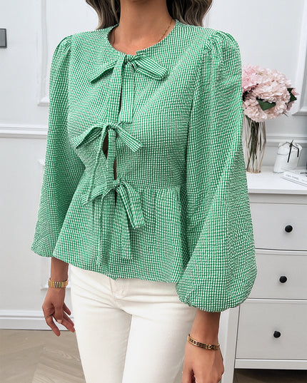 NOVA - PUFF SLEEVE BOW DETAIL BLOUSE