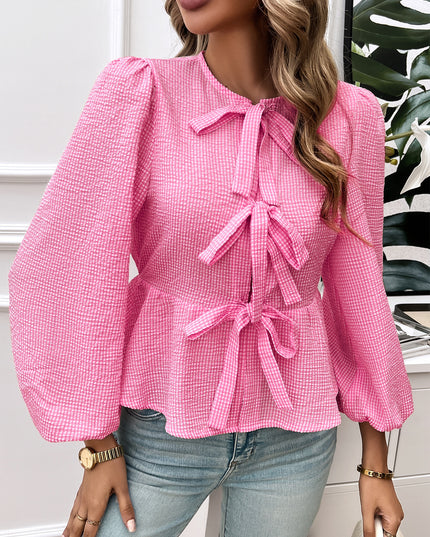 NOVA - PUFF SLEEVE BOW DETAIL BLOUSE