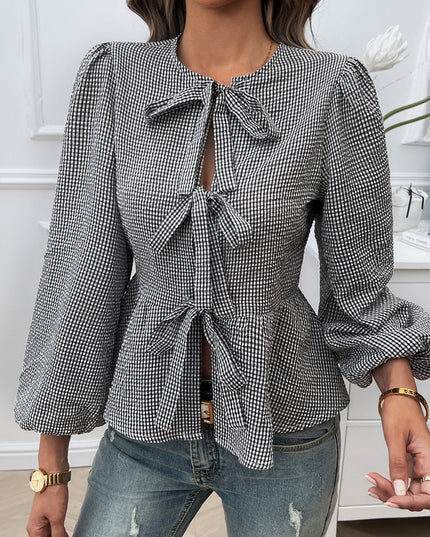 NOVA - PUFF SLEEVE BOW DETAIL BLOUSE