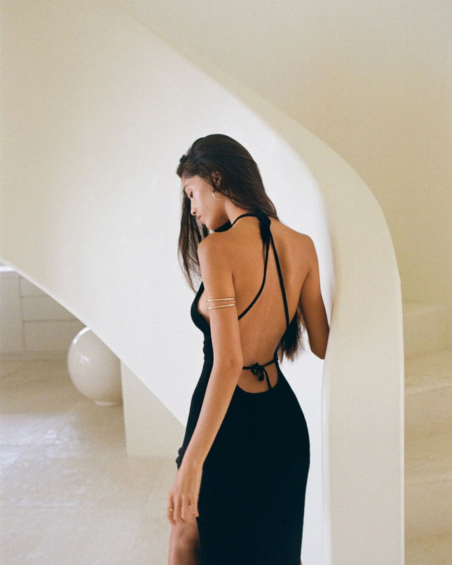 NAOMI - KNIT MAXI DRESS BACKLESS WITH SIDE SLIT