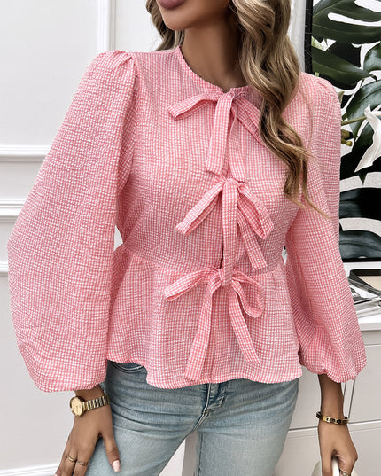 NOVA - PUFF SLEEVE BOW DETAIL BLOUSE