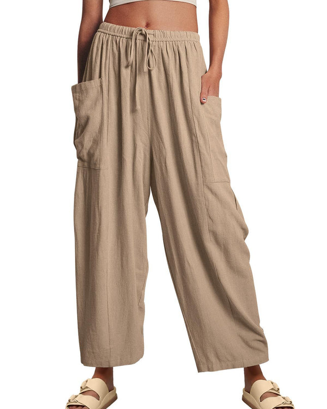 LUNA - WIDE LEG PANTS WITH POCKETS AND DRAWSTRING