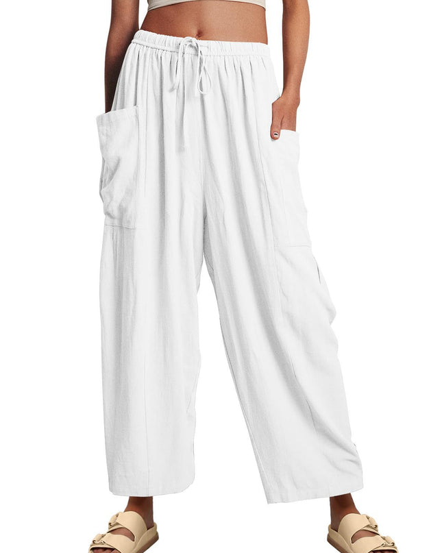 LUNA - WIDE LEG PANTS WITH POCKETS AND DRAWSTRING