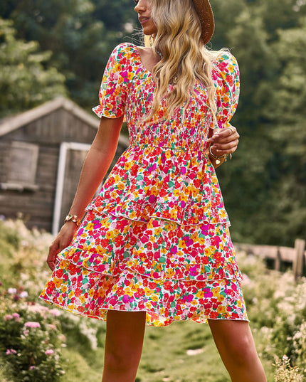 SIENNA - BOHEMIAN FLORAL PUFF SLEEVE DRESS