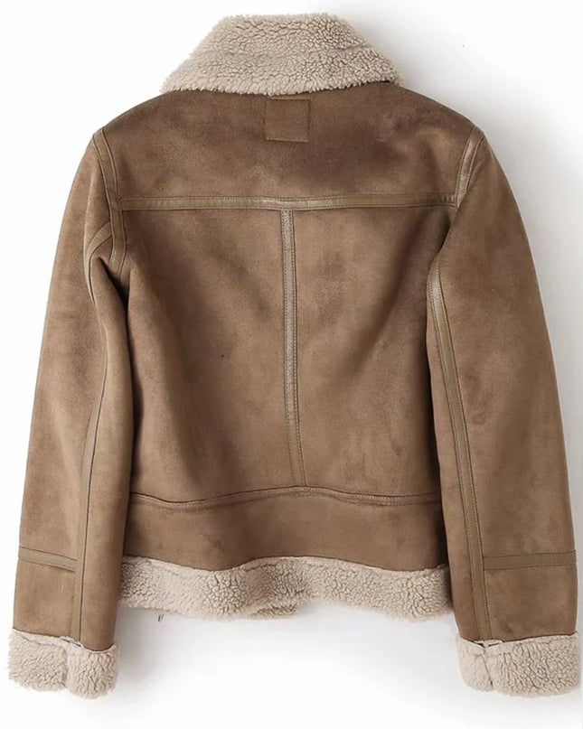 SIENNA - TRENDY MOTO JACKET WITH FAUX SHEARLING LINING FOR WINTER STYLE