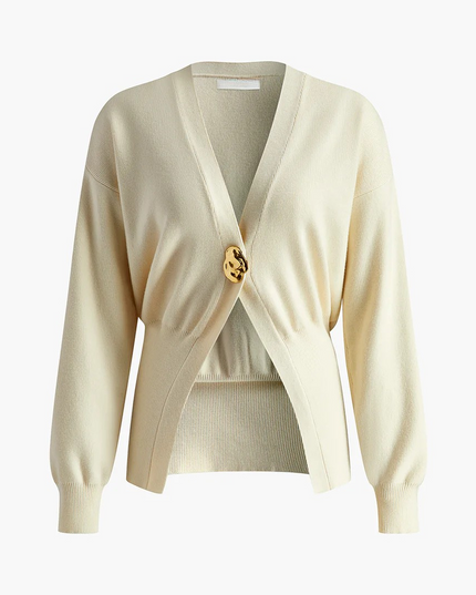 CELINE - OVERSIZED V-NECK CARDIGAN WITH STATEMENT BUTTON