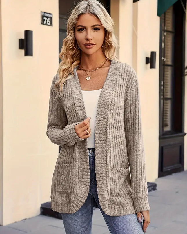 ELISE- COZY KNIT CARDIGAN OPEN-FRONT WITH POCKETS