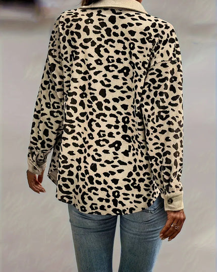 JASMINE - CHIC LEOPARD PRINT CORDUROY JACKET WITH BUTTON-DOWN FRONT