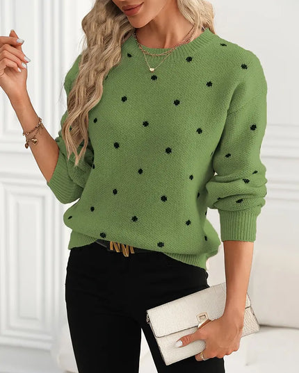 IVY- ELEGANT KNIT SWEATER WITH DELICATE EMBROIDERED DOTS