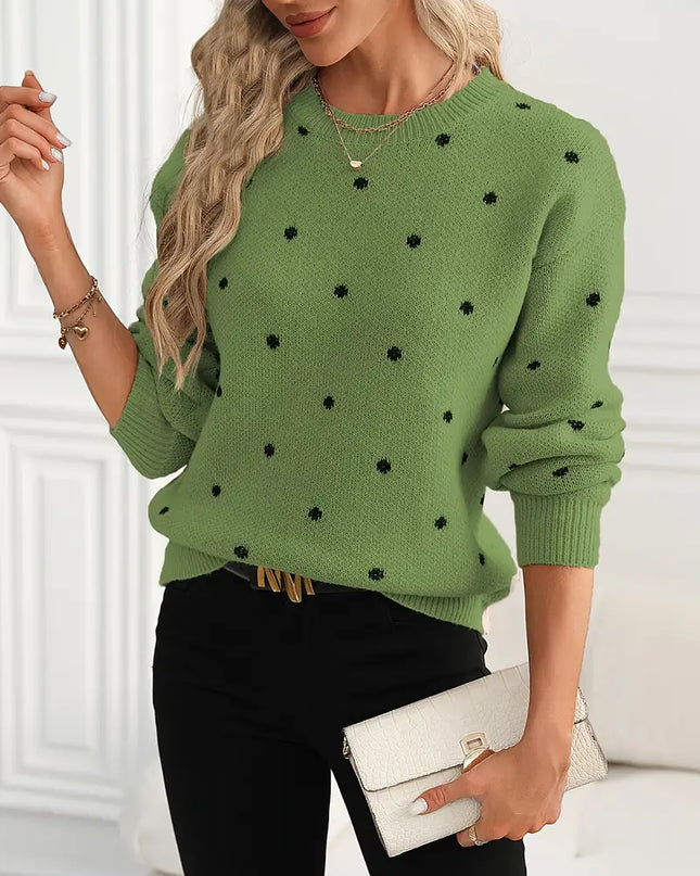 IVY- ELEGANT KNIT SWEATER WITH DELICATE EMBROIDERED DOTS