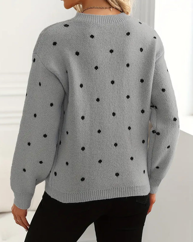 IVY- ELEGANT KNIT SWEATER WITH DELICATE EMBROIDERED DOTS