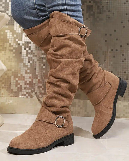 SIENNA- KNEE HIGH SLOUCH BOOTS WITH BUCKLE DETAIL