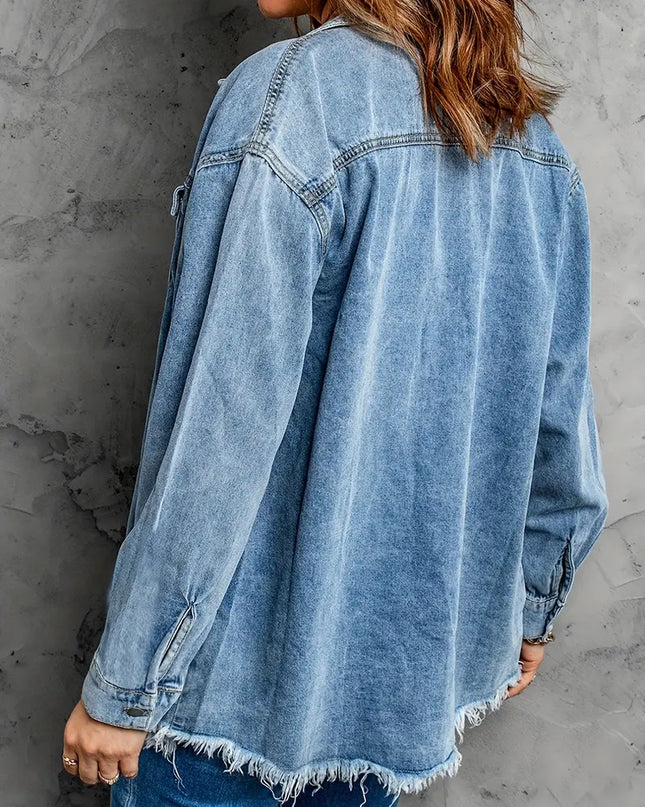 VIVIAN - VINTAGE DENIM JACKET WITH RAW EDGE DETAILS