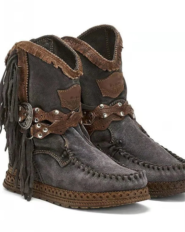 DAKOTA - BOHO WESTERN FRINGE ANKLE BOOTS FOR A RUGGED CHIC LOOK